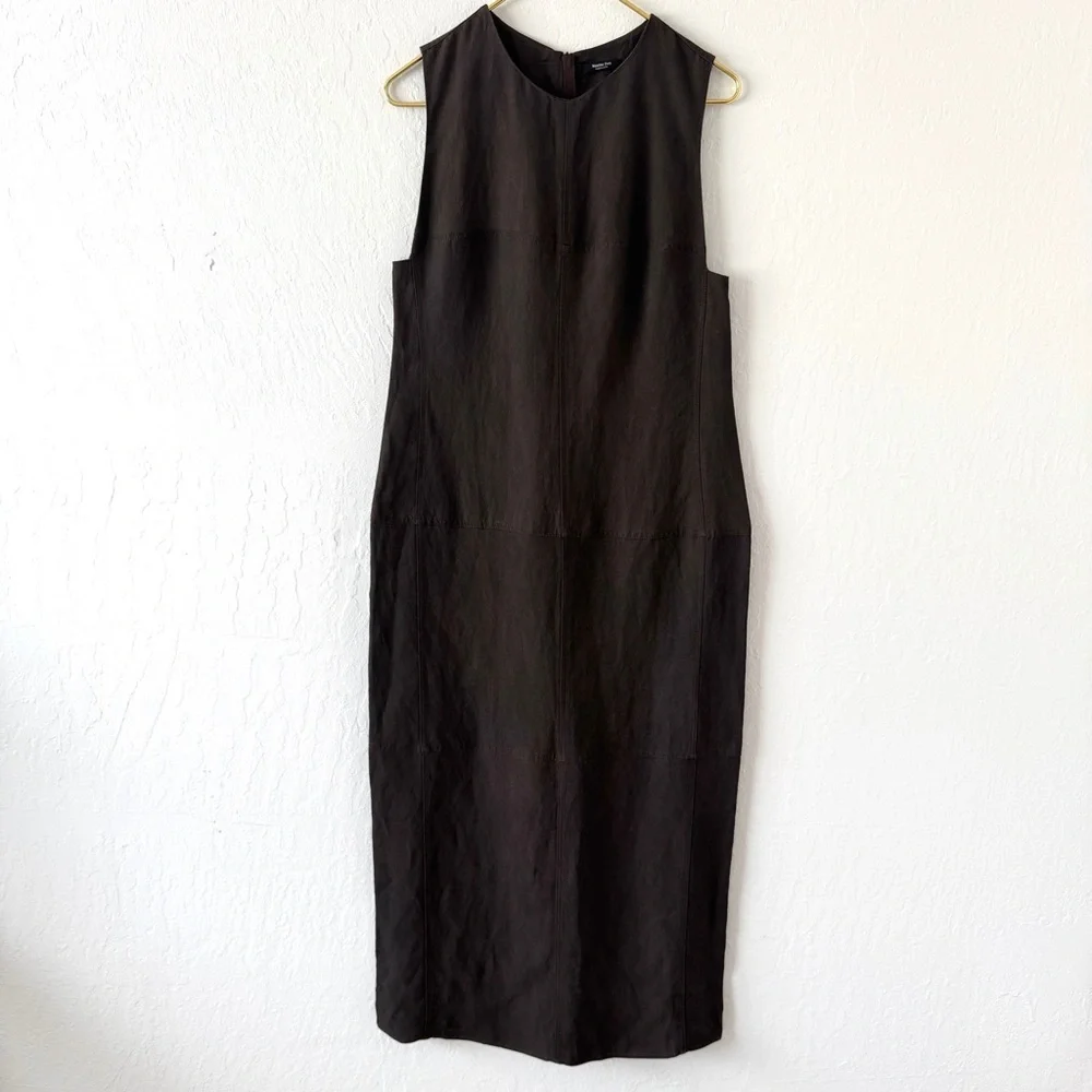 Massimo Dutti brown Linen Blend long dress model 6661 size 4